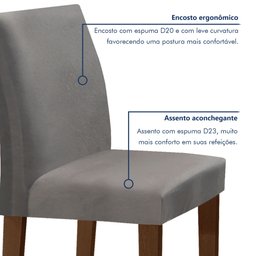Conjunto Sala de Jantar Mesa 120x80cm Tampo Mdf/vidro com 4 Cadeiras Espanha Yescasa - 6