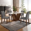 Ver imagem 1 de Conjunto Sala de Jantar Mesa 120x80cm Tampo MDF/Vidro com 4 Cadeiras Espanha Yescasa
