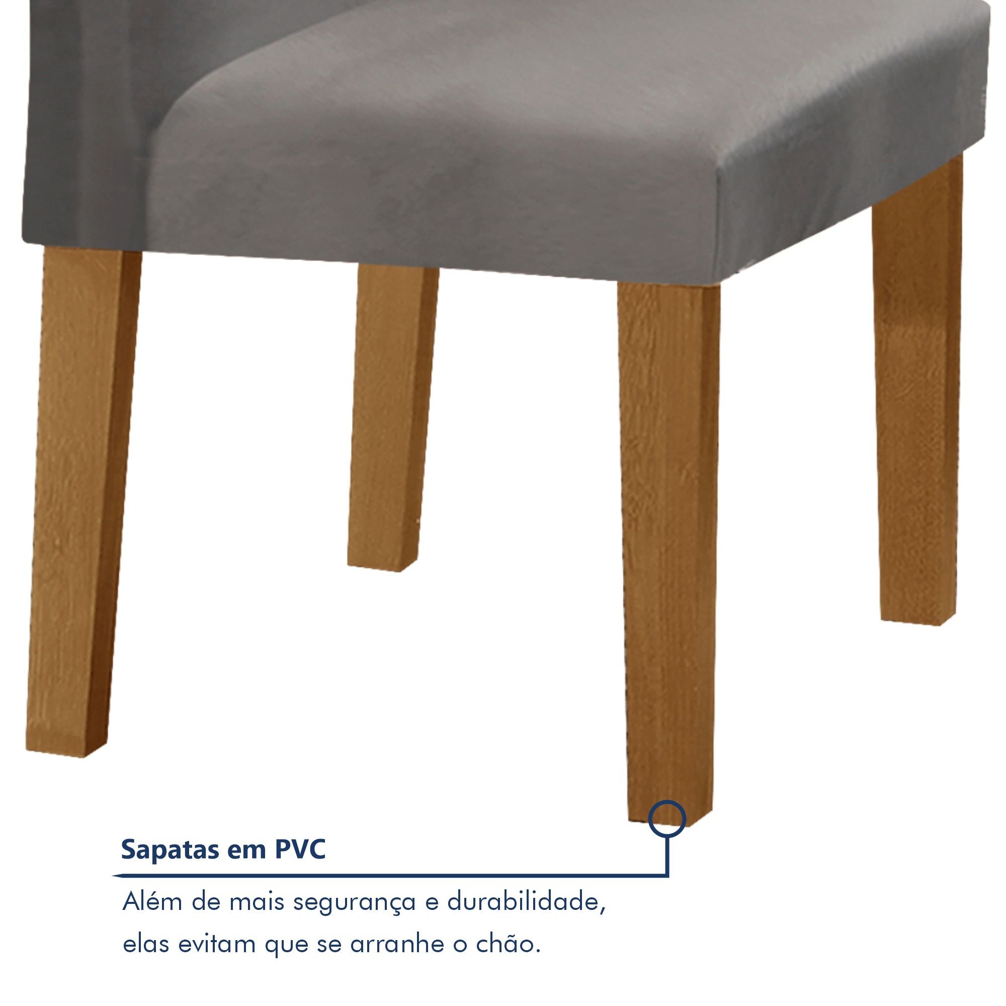 Conjunto Sala de Jantar Mesa 160x80cm Tampo MDF com 6 Cadeiras Espanha Yescasa  - 7