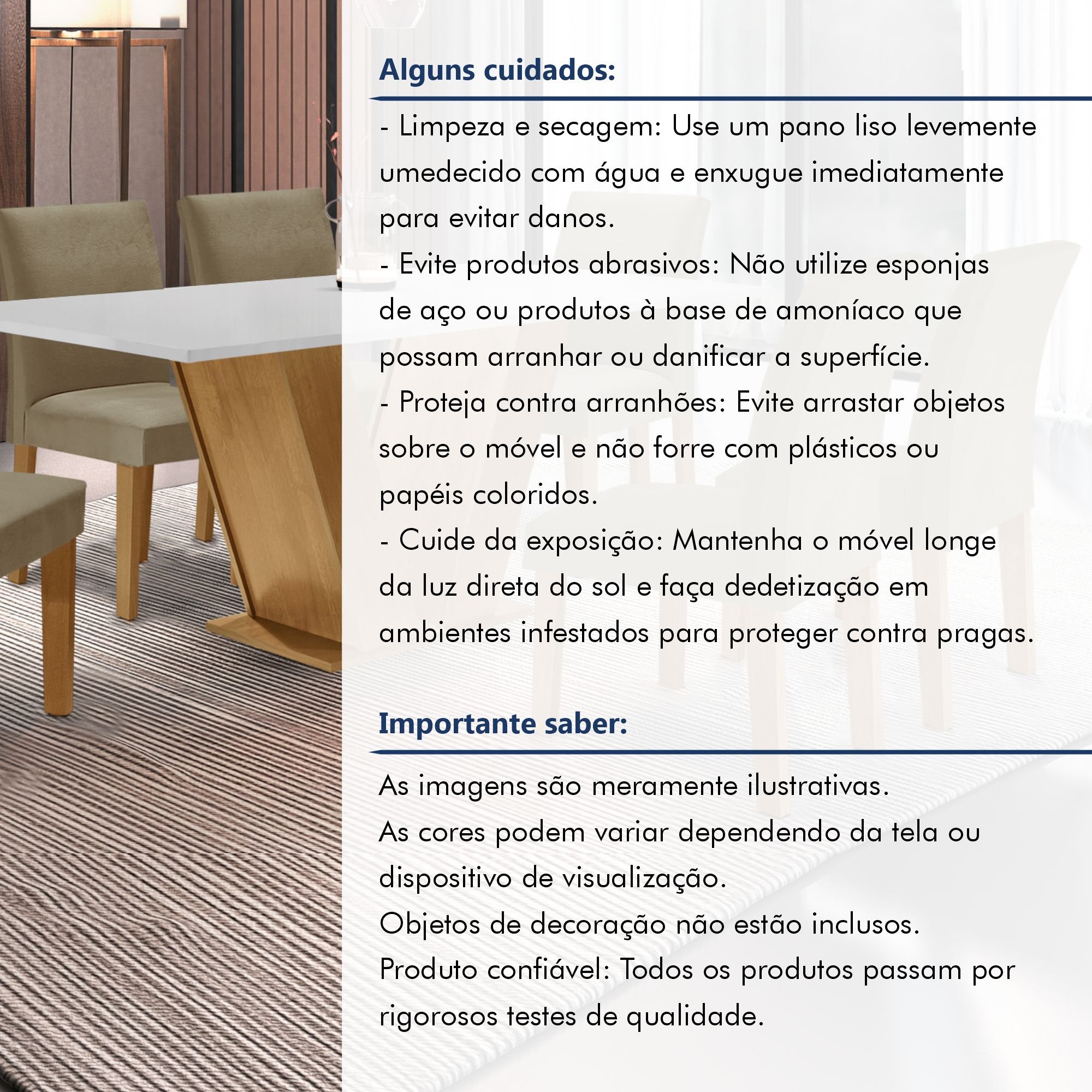 Conjunto Sala de Jantar Mesa 160x80cm Tampo MDF com 6 Cadeiras Espanha Yescasa  - 13