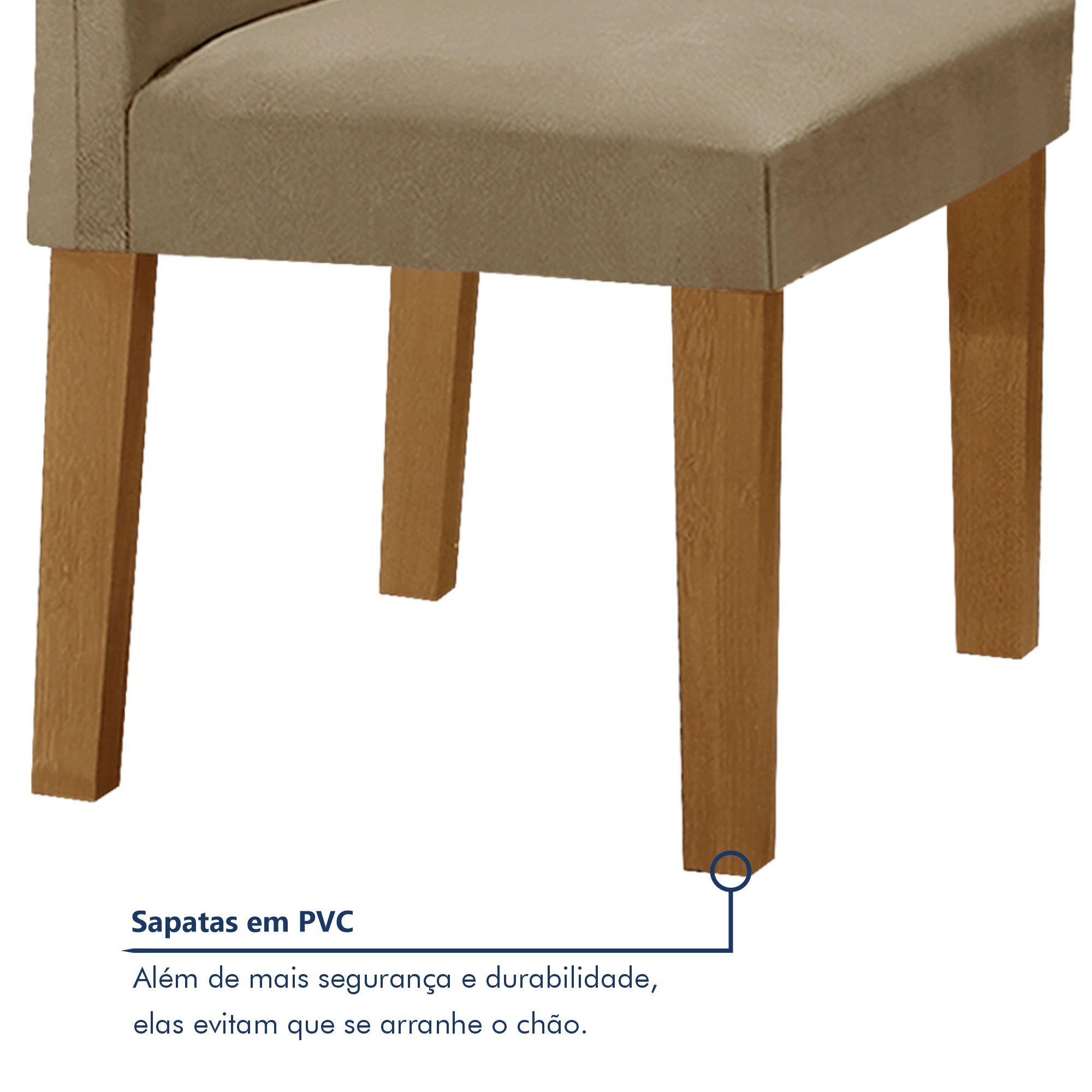 Conjunto Sala de Jantar Mesa 160x80cm Tampo MDF com 6 Cadeiras Espanha Yescasa  - 7