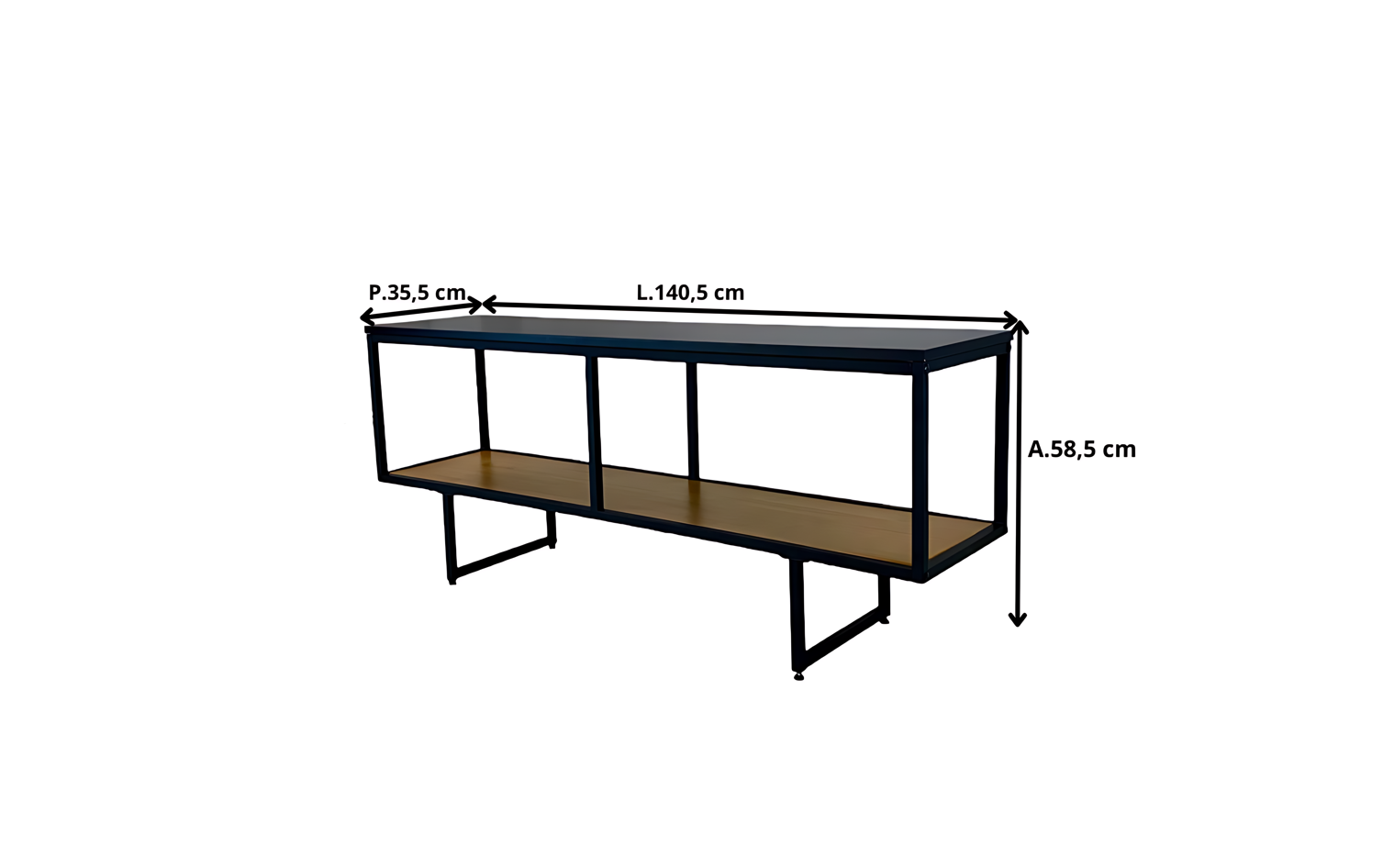 Rack Metropolitan em Madeira Maciça e Metal - 140,5cm - Preto / Rústico - 5