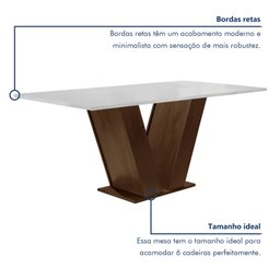 Conjunto Sala de Jantar Mesa 160x80cm Tampo Mdf com 6 Cadeiras Espanha Yescasa - 3
