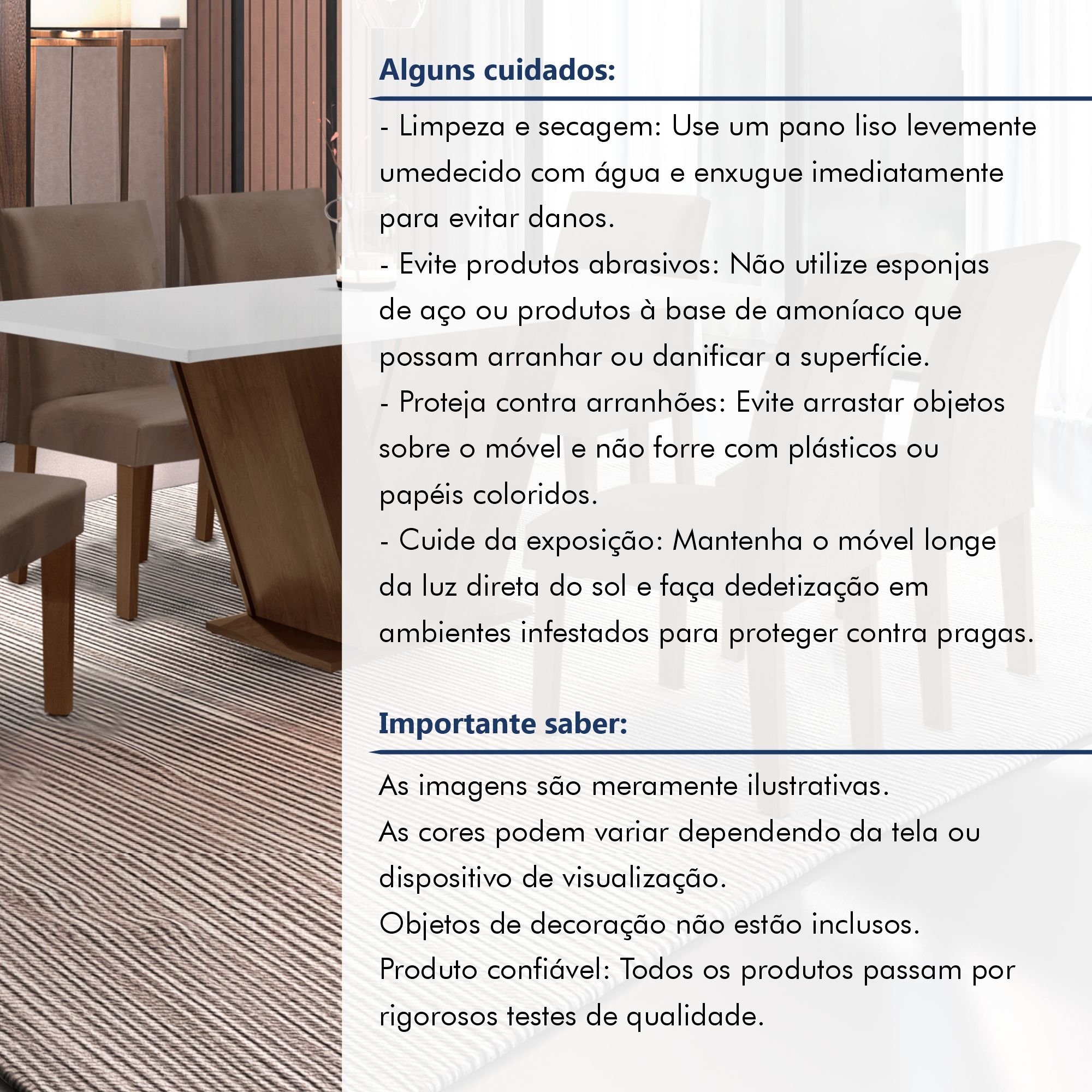 Conjunto Sala de Jantar Mesa 160x80cm Tampo MDF com 6 Cadeiras Espanha Yescasa - 13