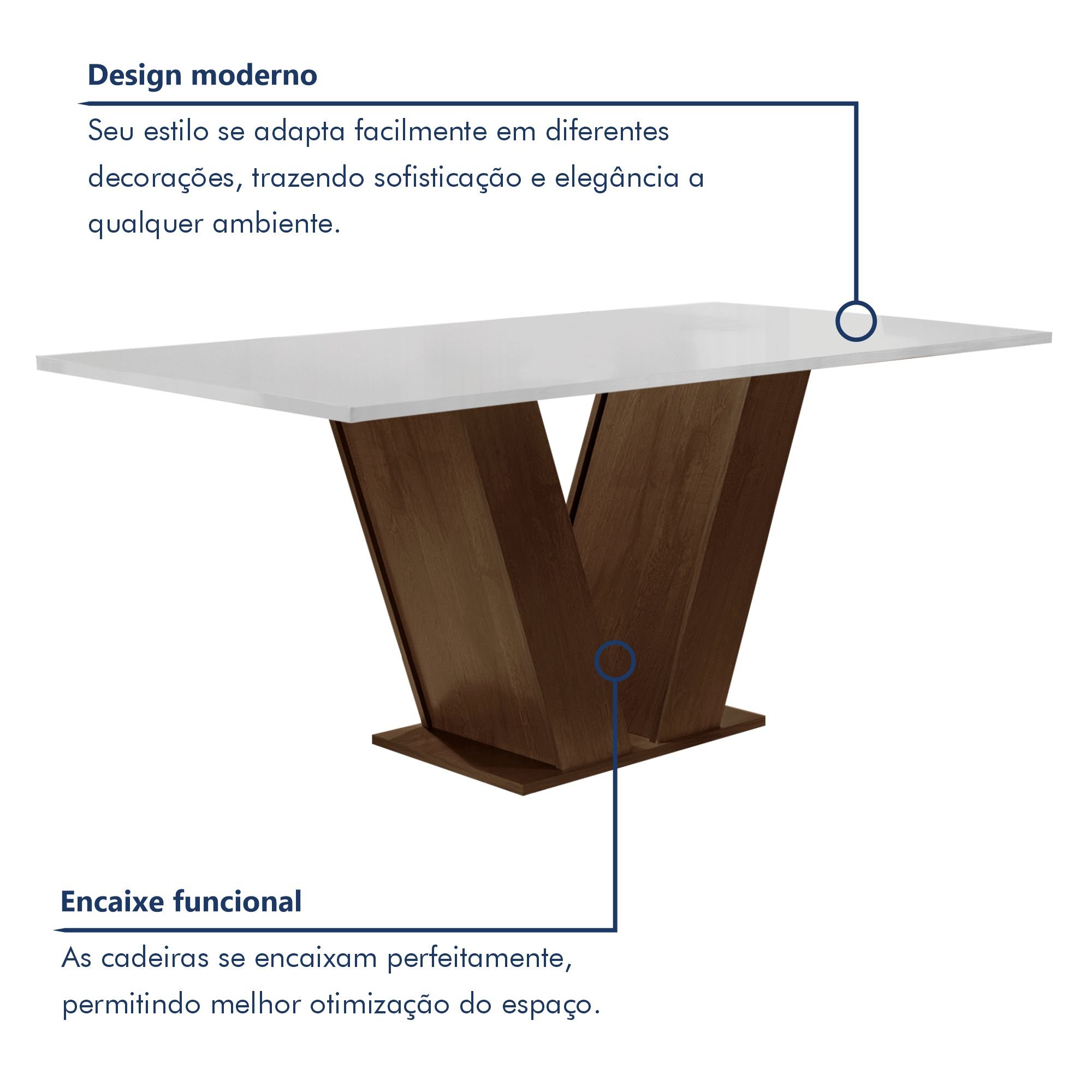 Conjunto Sala de Jantar Mesa 160x80cm Tampo MDF com 6 Cadeiras Espanha Yescasa - 3