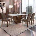 Ver imagem 1 de Conjunto Sala de Jantar Mesa 160x80cm Tampo MDF com 6 Cadeiras Espanha Yescasa