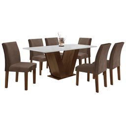 Conjunto Sala de Jantar Mesa 160x80cm Tampo Mdf com 6 Cadeiras Espanha Yescasa - 12