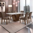 Ver imagem 1 de Conjunto Sala de Jantar Mesa 160x80cm Tampo MDF com 6 Cadeiras Espanha Yescasa