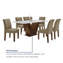 Ver mais imagens de Conjunto Sala de Jantar Mesa 6 Cadeiras MDF Espanha Yescasa Marrom Chocolate/Off White/Veludo Bege Escuro