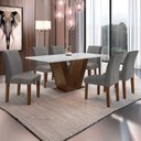 Ver imagem 1 de Conjunto Sala de Jantar Mesa 160x80cm Tampo MDF com 6 Cadeiras Espanha Yescasa