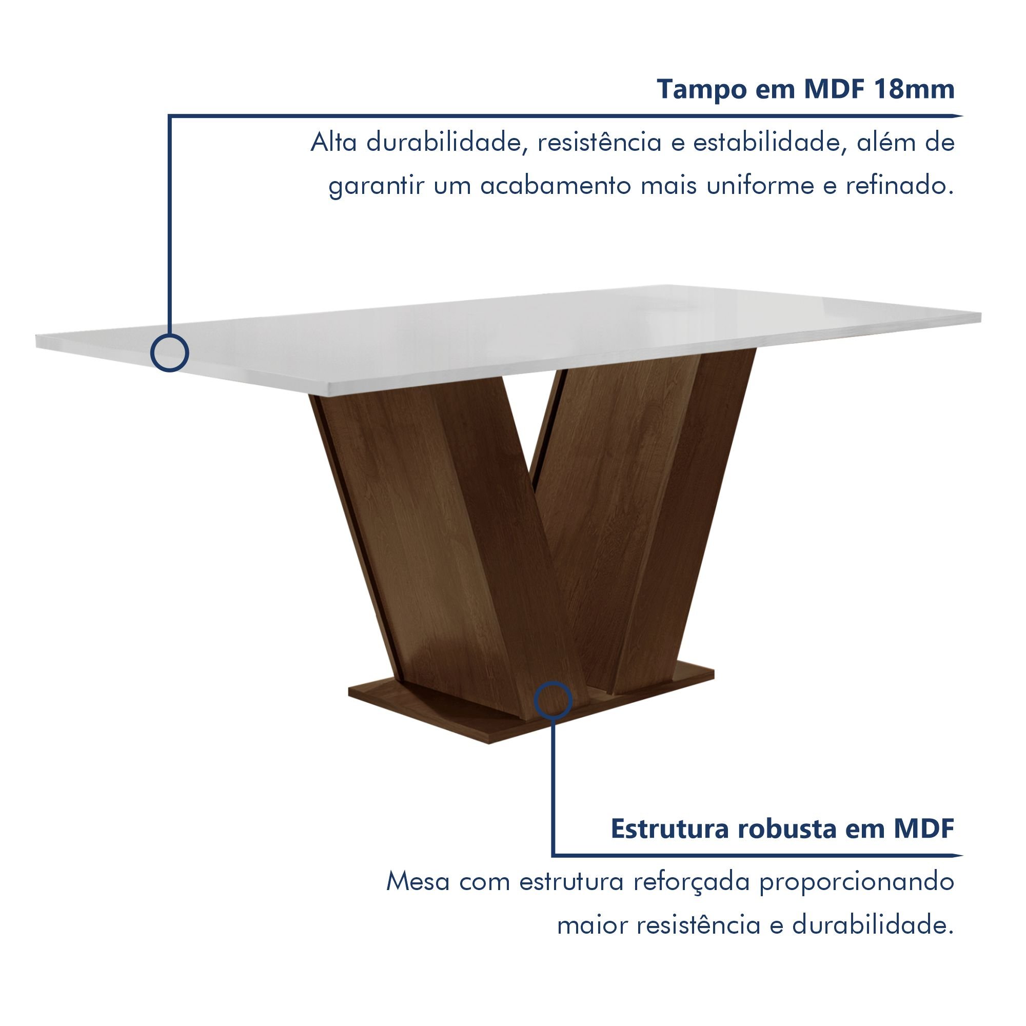 Conjunto Sala de Jantar Mesa 160x80cm Tampo MDF com 6 Cadeiras Espanha Yescasa - 2