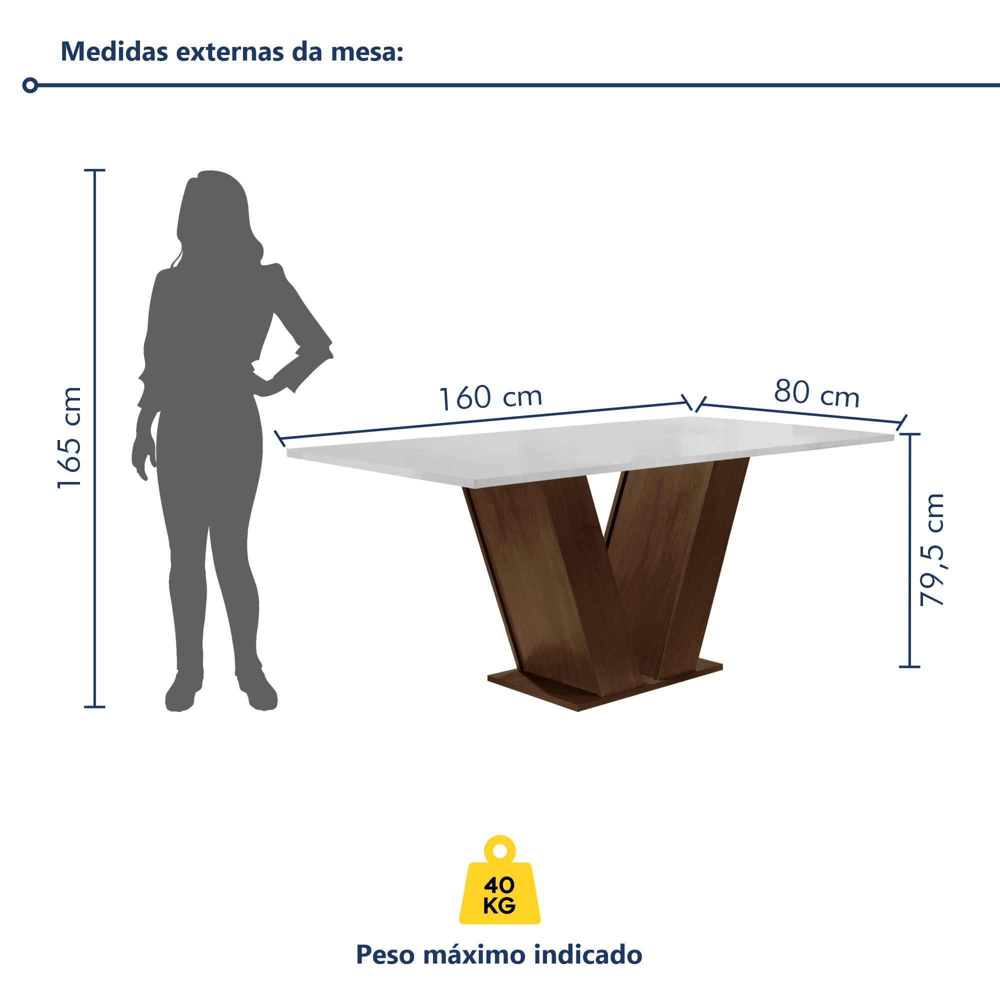 Conjunto Sala de Jantar Mesa 160x80cm Tampo MDF com 6 Cadeiras Espanha Yescasa - 9