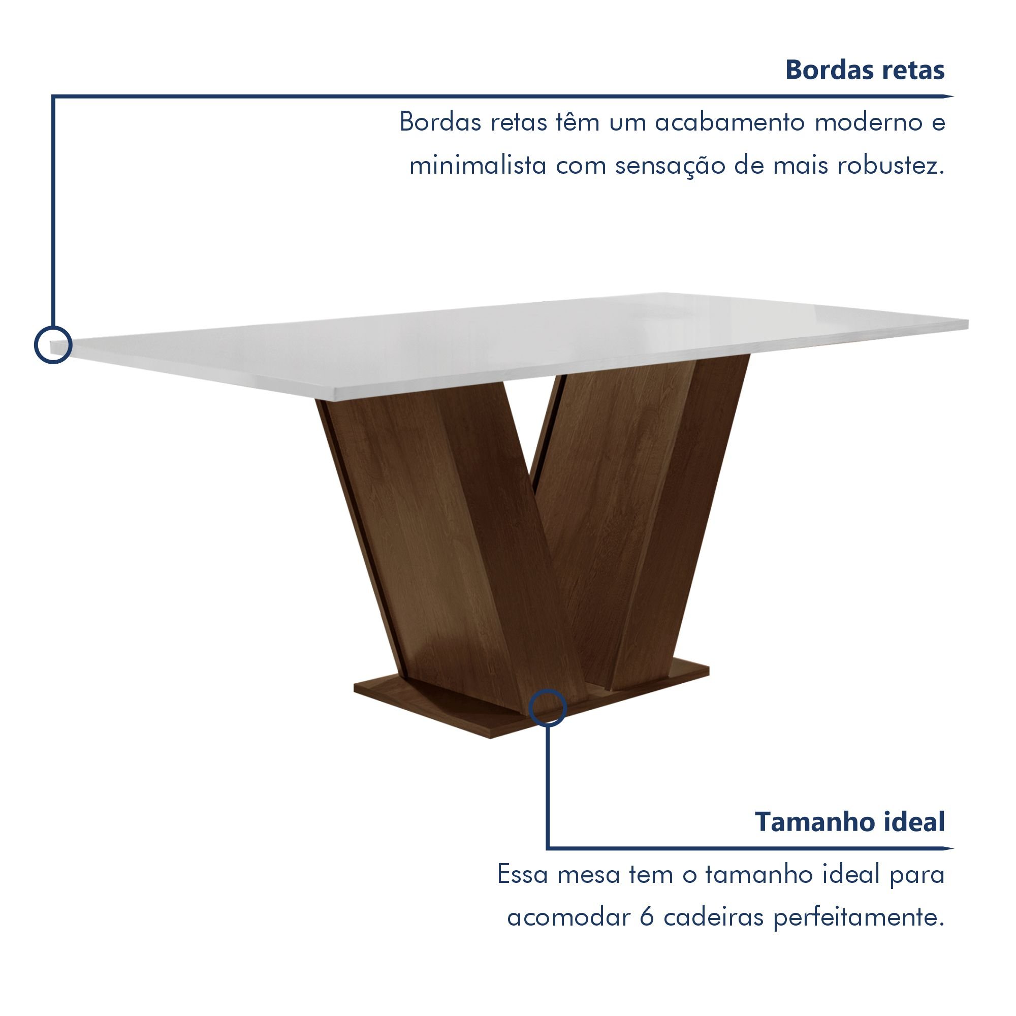 Conjunto Sala de Jantar Mesa 160x80cm Tampo MDF com 6 Cadeiras Espanha Yescasa - 4