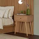 Ver imagem 1 de Mesa de Cabeceira Retrô 1 Gaveta 100% MDF Marrom