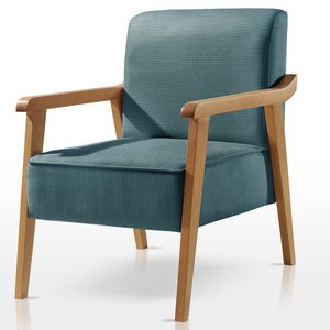 Poltrona Decorativa Sala Estar Amora Linho Azul Mk