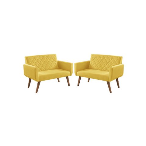 Kit 2 Poltronas 2 Lugares Anabelle Unidecor Amarelo