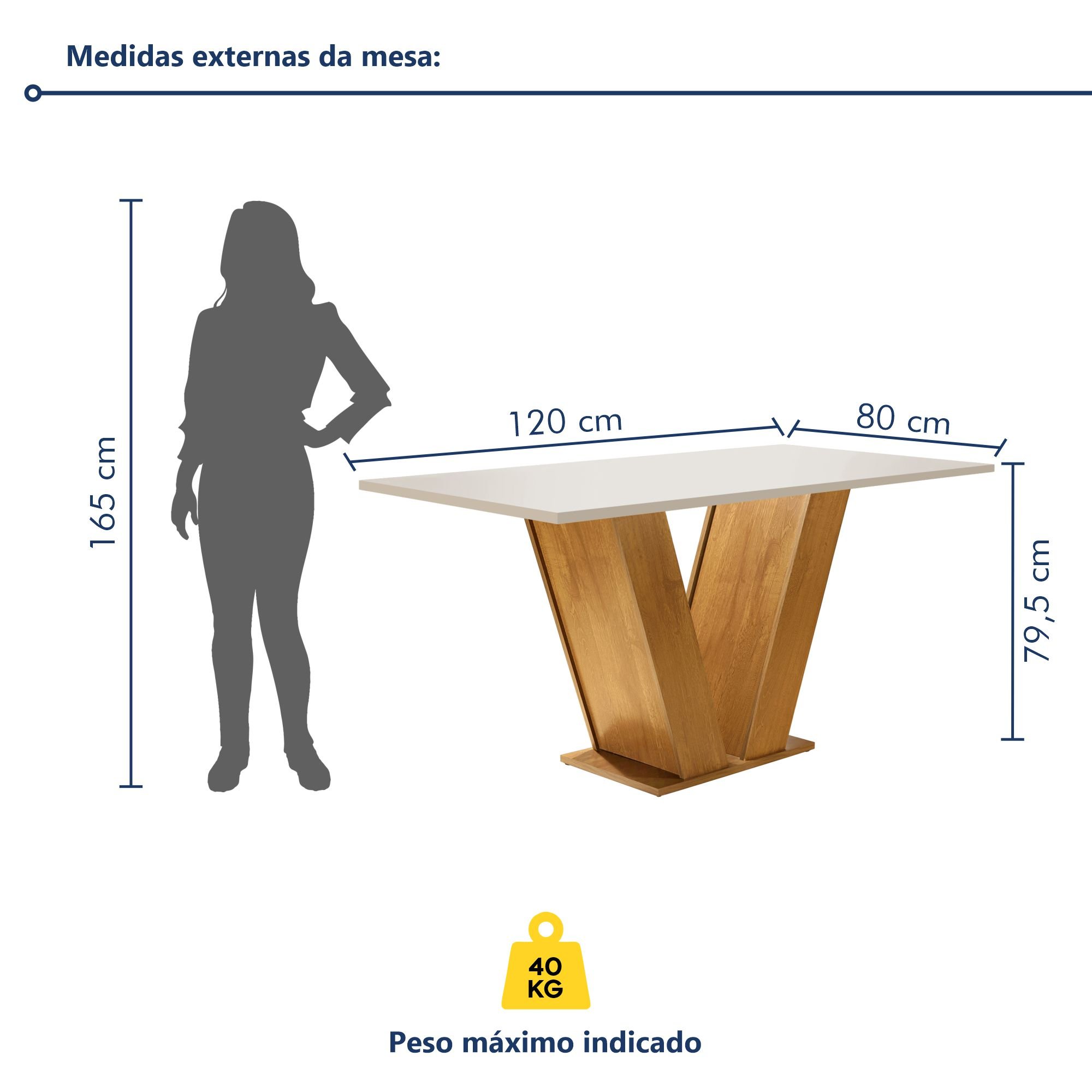 Conjunto Sala de Jantar 1 Mesa 120x80cm Tampo MDF com 4 Cadeiras Espanha Yescasa - 9