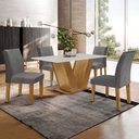 Ver imagem 1 de Conjunto Sala de Jantar Mesa 120x80cm Tampo MDF com 4 Cadeiras Espanha Yescasa
