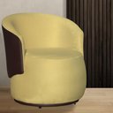 Ver imagem 3 de Kit 2 Poltronas Organica Beatriz Suede Amarelo C/ Composê Corano Marrom - Lm Decor