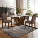 Ver imagem 1 de Conjunto Sala de Jantar Mesa 120x80cm Tampo MDF com 4 Cadeiras Espanha Yescasa