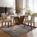 Ver imagem 1 de Conjunto Sala de Jantar Mesa 4 Cadeiras MDF Espanha Yescasa Marrom Chocolate/Off White/Veludo Bege Escuro