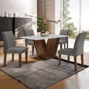Ver imagem 1 de Conjunto Sala de Jantar Mesa 120x80cm Tampo MDF com 4 Cadeiras Espanha Yescasa