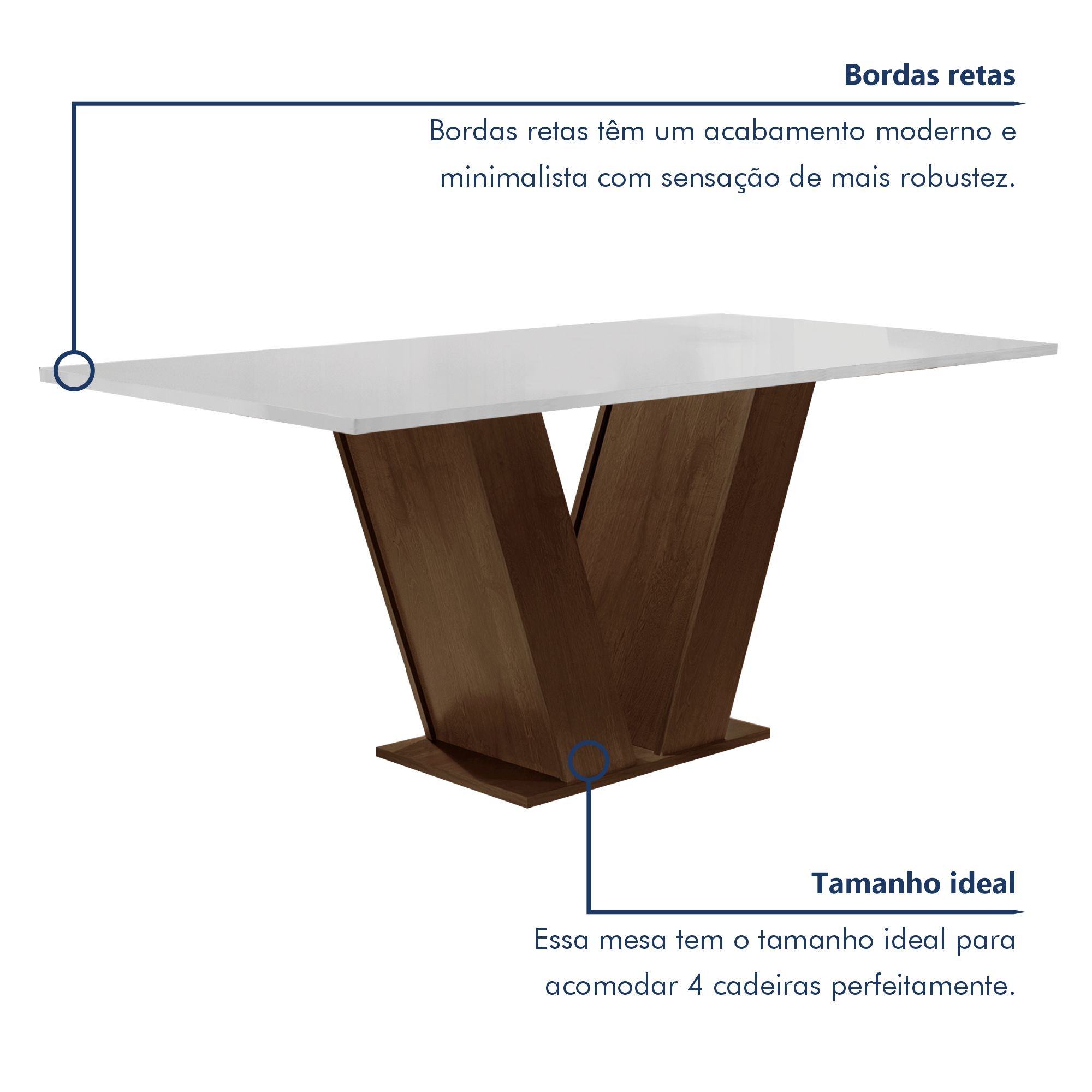 Conjunto Sala de Jantar Mesa 120x80cm Tampo MDF com 4 Cadeiras Espanha Yescasa - 4