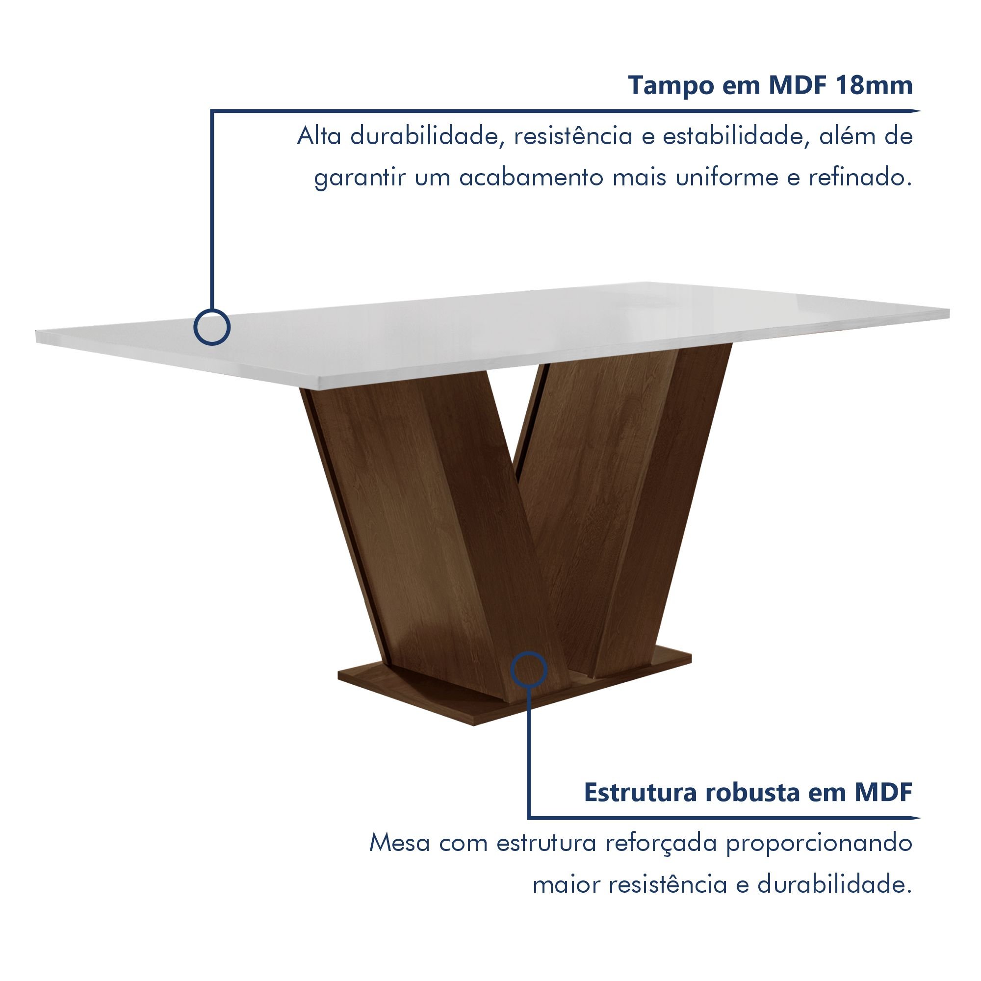 Conjunto Sala de Jantar Mesa 120x80cm Tampo MDF com 4 Cadeiras Espanha Yescasa - 2