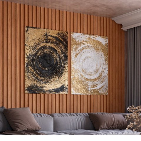 Painel Ripado em Placa 100% MDF 89,5x183cm (1,63m²) Marrom/Freijó/Madeirado Pradel Móveis