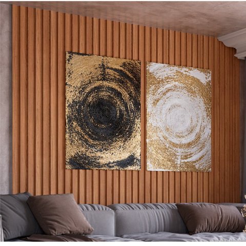 Painel Ripado em Placa 100% MDF 89,5x250cm (2,23m²) Marrom/Freijó/Madeirado Pradel Móveis