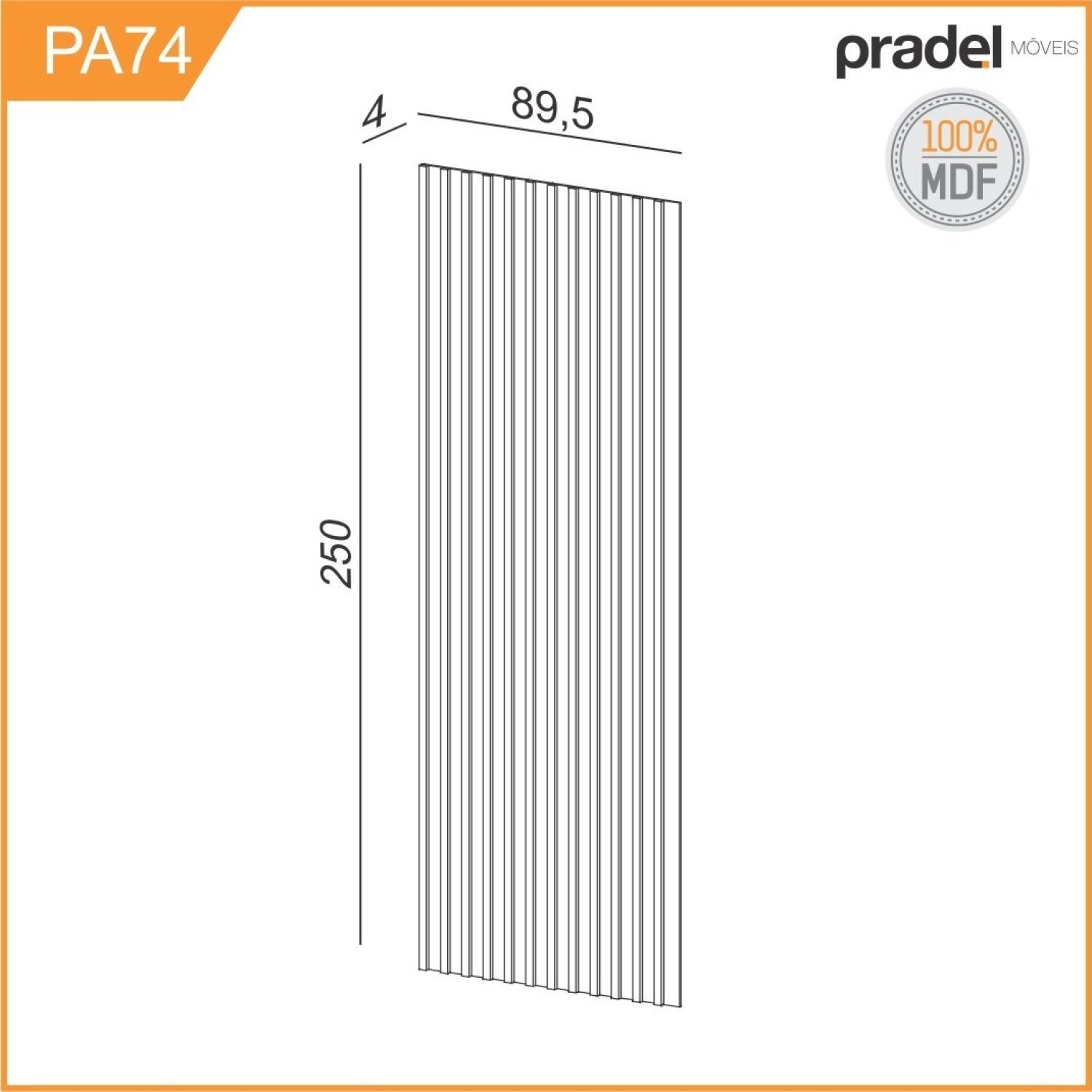 Painel Ripado em Placa 250x89,5cm (2,23m²) MDF - 3