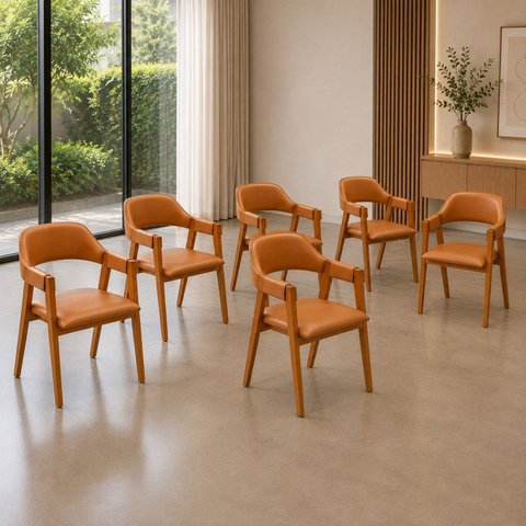 Conjunto 6 Poltronas Lux Madeira Tauari Revestida em Durango Macau Recepções & Sala de Estar