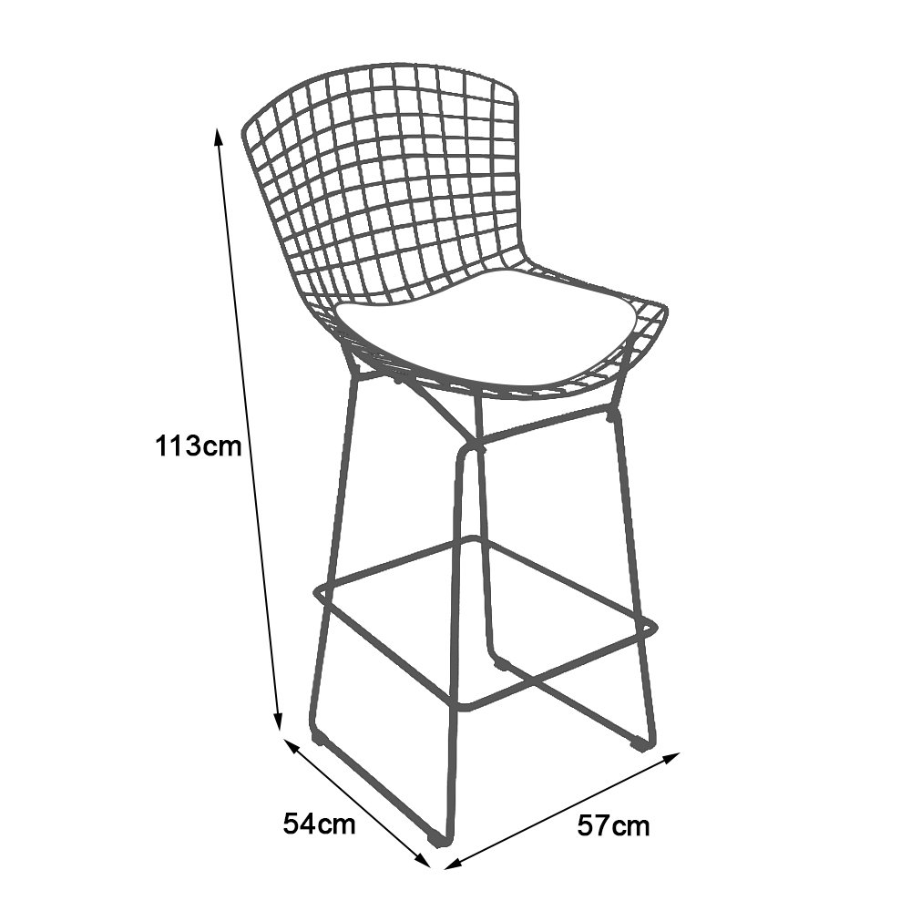 Kit 2 Banquetas Bertoia Cromada D80 com Assento Sintético Branco - 3