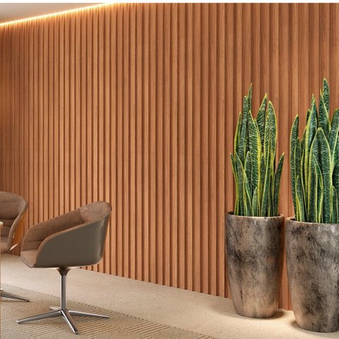 Painel Ripado em Placa 100% MDF 134x250cm (3,35m²) Marrom/Freijó/Madeirado Pradel Móveis