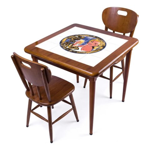 Conjunto Mesa Jantar Quadrada 80x80cm + 2 Cadeiras Cozinha - Go Hard Or Go Home - Natural