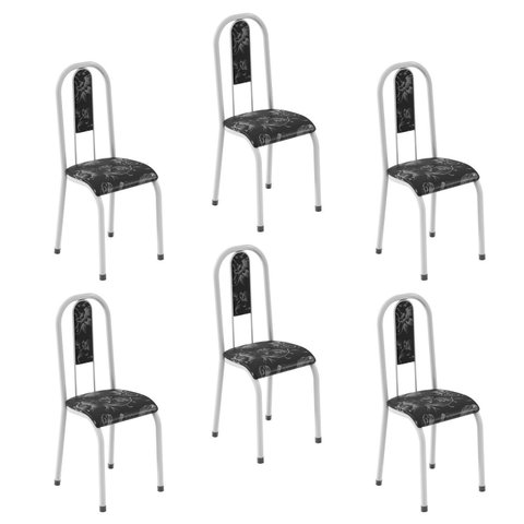 Kit 6 Cadeiras de Jantar Estofadas Fernanda Branco