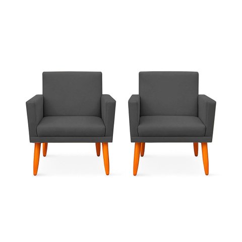 Kit 2 Poltrona Cadeira para Sala Confortável e Minimalista Paris em Suede