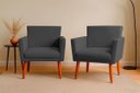 Ver imagem 2 de Kit 2 Poltrona Cadeira para Sala Confortável e Minimalista Paris em Suede