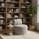 Ver imagem 3 de Poltrona Orgânica Moderna Decorativa para Sala Linho:Linho Cinza