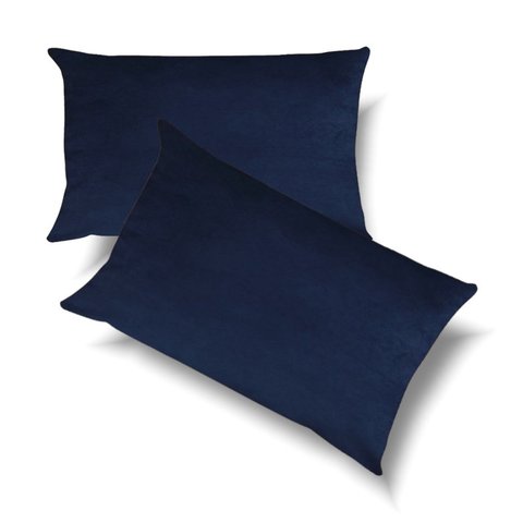 Conjunto Porta Travesseiro em Veludo Liso Várias Cores Cor:azul Marinho