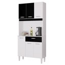 Ver imagem 1 de Cozinha Kit Cassia 6 Portas Branco Preto - Poquema