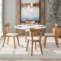 Cadeira Madeira Maciça Linho Rafa Nozes Yescasa - 7