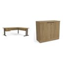 Ver imagem 2 de Conjunto 2 Peças 1 Mesa em L 2 Gavetas com 1 Balcão 2 Portas Marrom