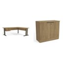Ver imagem 2 de Conjunto 2 Peças 1 Mesa em L 2 Gavetas com 1 Balcão 2 Portas Marrom