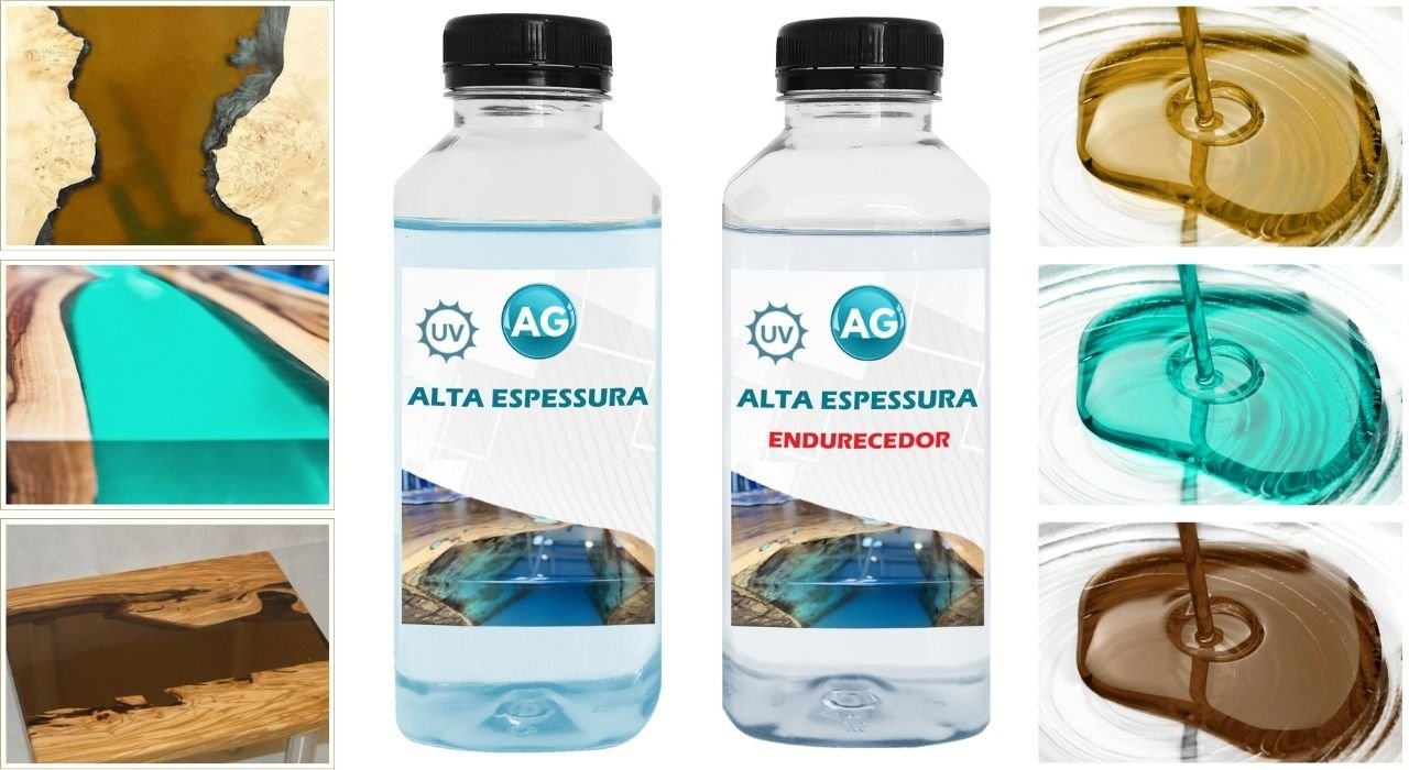 Resina Alta Espessura 1kg + 3 Cores Translúcidas Resinas Ag Resina Epoxi - 4