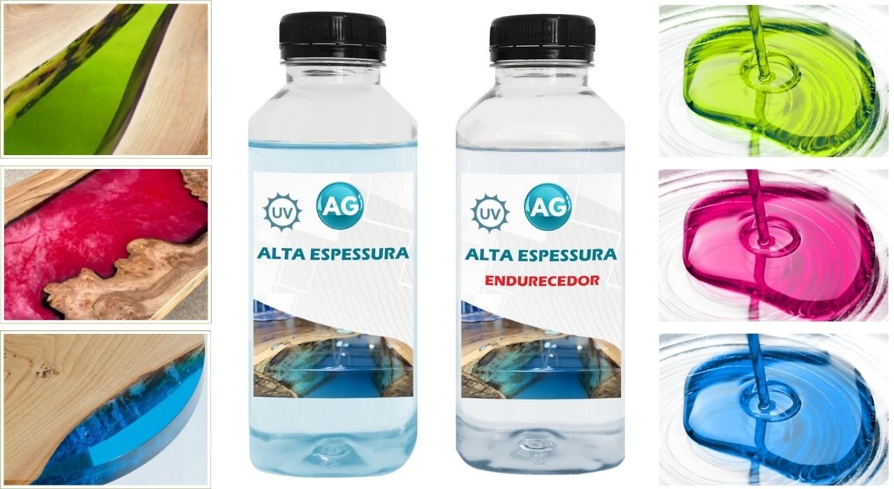 Resina Alta Espessura 1kg + 3 Cores Translúcidas Resinas Ag Resina Epoxi - 5