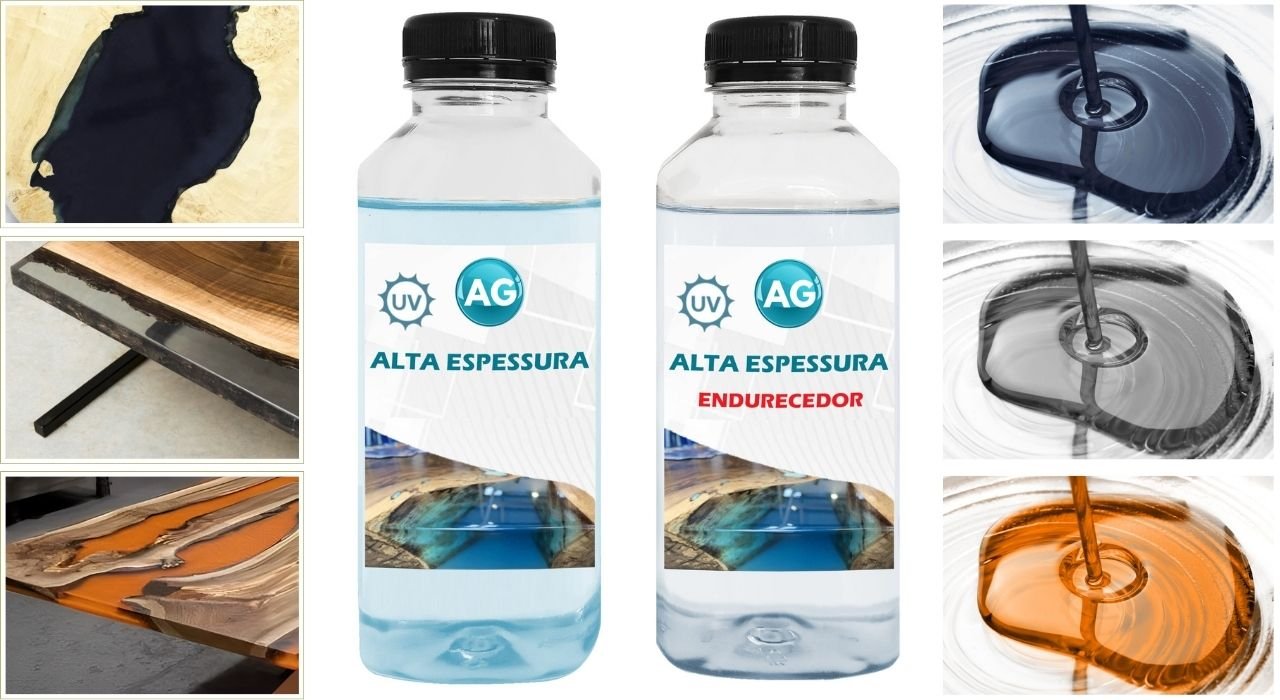 Resina Alta Espessura 1kg + 3 Cores Translúcidas Resinas Ag Resina Epoxi - 2