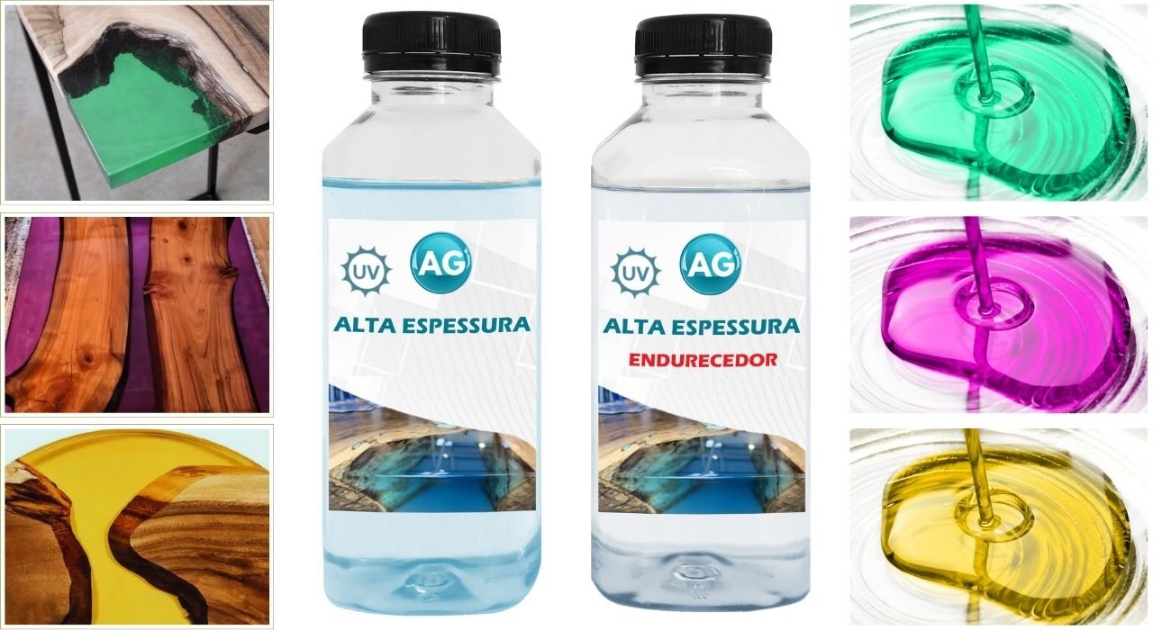 Resina Alta Espessura 1kg + 3 Cores Translúcidas Resinas Ag Resina Epoxi - 3
