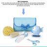 Kit Higiene Bebê Criança Escova Pente Tesoura Estojo Termômetro de Banho Esponja Chicco - Azul - 2