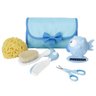 Kit Higiene Bebê Criança Escova Pente Tesoura Estojo Termômetro de Banho Esponja Chicco - Azul - 1